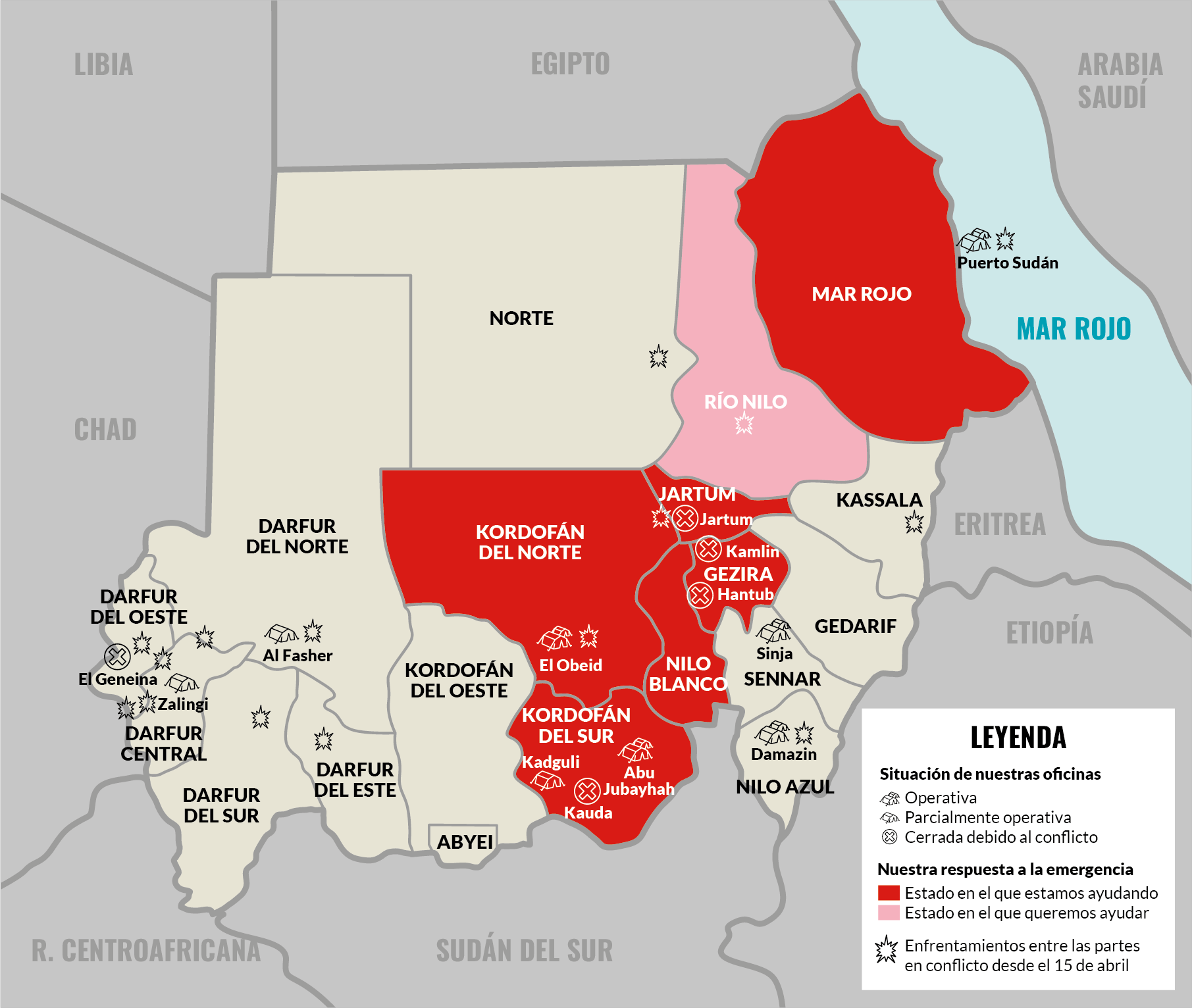 Mapa conflicto Sudan