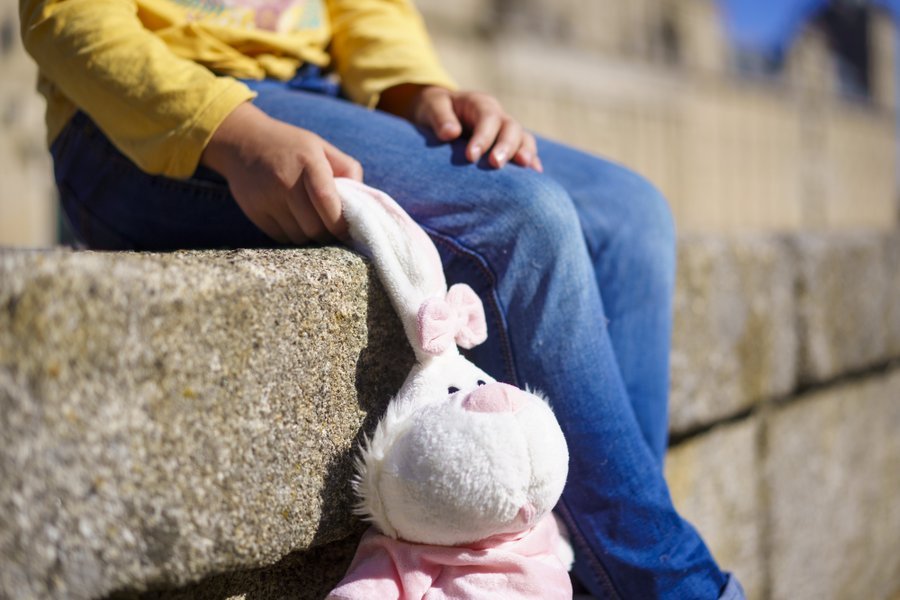 Imagen niño o niña con un peluche